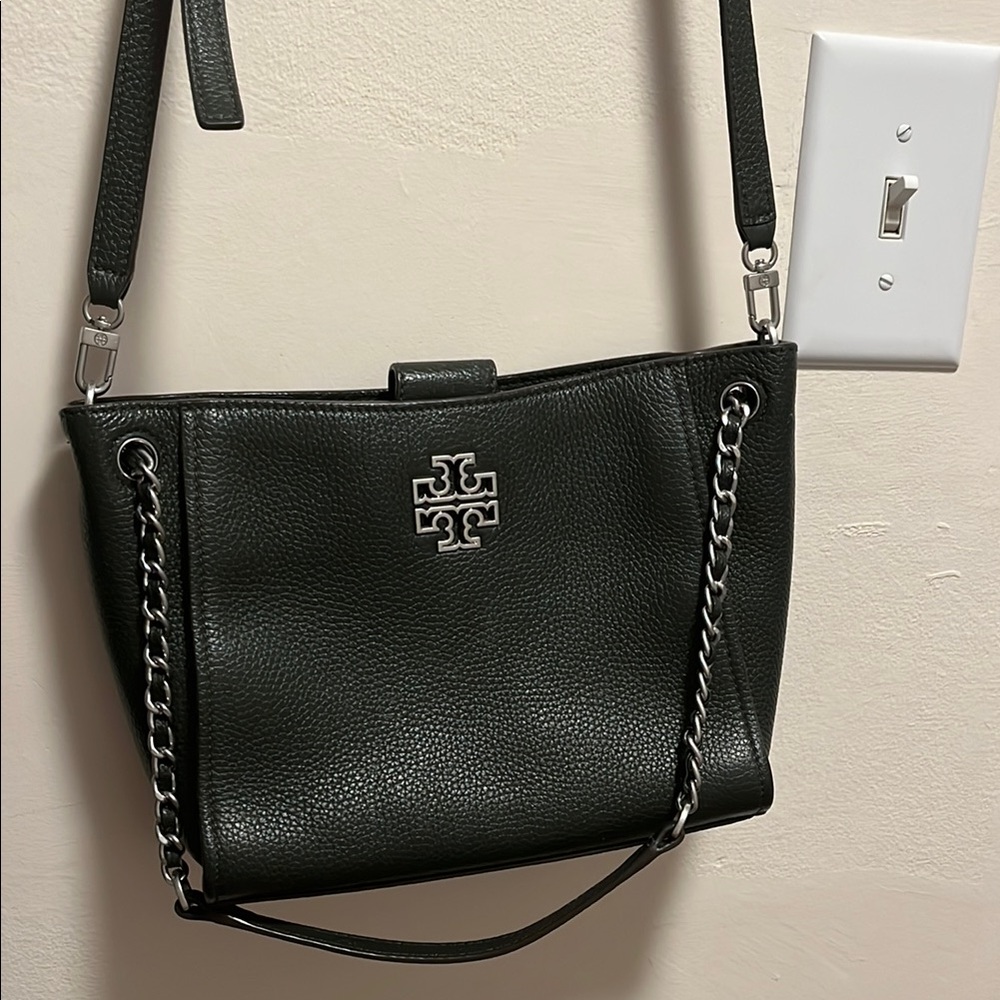 Tory Burch Black Pebbled Leather Shoulder Bag
